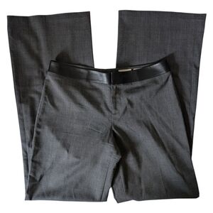 Club Monaco Size 4 Italian Tropical Wool Wide Leg Pants With Leather Trim EUC